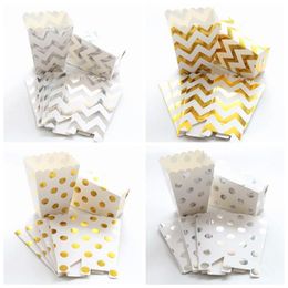 Gift Wrap 6/12 Pcs/lot Wedding Birthday Movie Party Tableware Gold/Silver Paper Popcorn Boxes Corn Candy/Sanck Favour BagsGift GiftGift