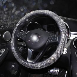 Steering Wheel Covers Luxury Crystal Auto Car Leather For Women Ladies Girls With Bling Interior AccessoriesSteering