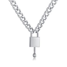 Pendant Necklaces Punk Choker Lock Key Necklace Layered Chain On The Neck With Jewellery Padlock For Women Gift ChainPendant