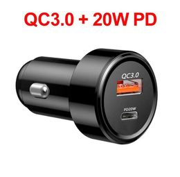 Fast PD 20W Car Charger QC3.0 Type-C USB-C Fast Charging Adapter Dual USB Ports for smartphone xiaomi tablet