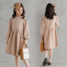 Girl's Dresses 2022 Kids For Girls Autumn Winter Teenager Sweater Dress Elegant Lantern Sleeve Knitted Girl Children Clothing