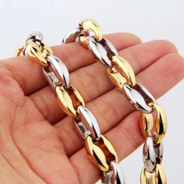 Chains 7"-40" 6.5/7.5/12mm Fashion Womens Mens Stainless Steel Gold Silver Color Coffee Beads Bean Chain NecklaceChains Sidn22