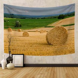 Autumn Haystack Tapestry Bohemian Wall Papers Home Decor Rugs Decorations Living Room Mural Tapiz J220804