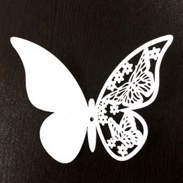 50PCS Stereo 3D Butterfly Wall Sticker Decoration Wedding Cup Card Laser Hollow Party Houseware Arrangement YS0064