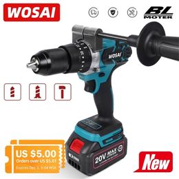 WOSAI 20V Brushless Electric Drill 20 Torque 115NM Cordless Screwdriver 4.0Ah Li-ion Battery Electric Power Screwdriver Drill 201225