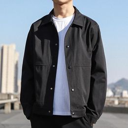 Men's Jackets Spring Men's Slim Corduroy Jacket Korean Long Sleeve Casual Denim Workwear Top Large Size W39Men's