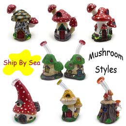 Ship By Sea Mushroom Unique Shape 8 Styles 14mm Male Hookahs Glass Water Bong Perc Design Bongs Dab Oil Rigs With Bowl