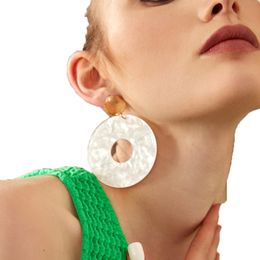 Dangle & Chandelier Statement Round White Acrylic Earrings For Women 2022 New Personality Big Earings