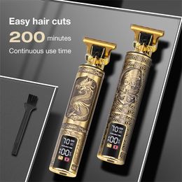 LCD Hair Clippers Professional Cutting Machine Beard Trimmer For Men Barber Shop Electric Shaver Vintage T9 Cutter 220712