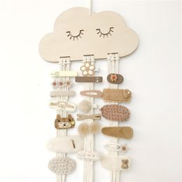 INS Nordic Wooden Cloud Baby Hair Clips Holder Princess Girls Hairpin Hairband Storage Pendant Jewellery Organiser Wall Ornaments 220611