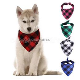 Dog Bandana Christmas Plaid Single Layer Pet Scarf Triangle Bibs Kerchief Pet Accessories Bibs for Small Medium Large Dogs Xmas Gifts cute AA