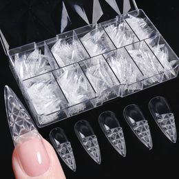 500pcClear Glaze Fake Nail Tips Square Stiletto Coffin Press on Nail Full Cover False Art Nail Capsules for Extension Set LA1989 220725