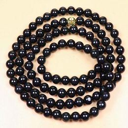 Black Natural Jade Bead Necklace 18in