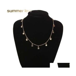 Pendant Necklaces Beach Style Star Moon Chain Necklace For Women Heart Crystal Choker Pendants Jewellery Accessories Drop Delivery Dhk0Q