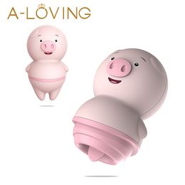 Cute Pig Dildo Vibrator Powerful Tongue Massager Vagina Clitoris Nipple Stimulator Pussy Licking sexy Toys for Woman
