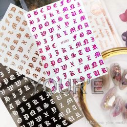 Gold Black White Nail Sticker Self-adhesive DIY Charm Lable Letter for Nails Decals Manicure Nail Art Decal