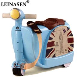 Children Travel Locker Handbag Boy Girl Baby Creative Toy Box Luggage Suitcase Drawbar Can Sit Ride Checking Child Gift J220707