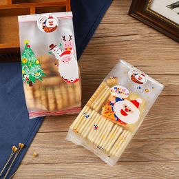 biscuit decorations Canada - Christmas Decorations 25pcs Plastic Gift Bags Cookie Candy Biscuit Packaging Bag Decoration Navidad 2022 Santa Claus Xmas Tree