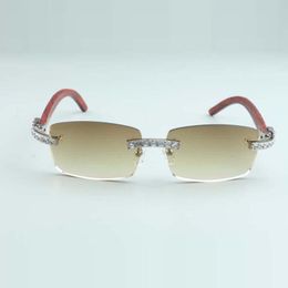 XL-Diamant-Holzsonnenbrille 3524012 mit Tigerholzbeinen und 56-mm-Glas