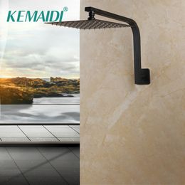 KEMAIDI Stainless Steel Black Square Rain Shower Head Ultrathin 2 mm 8 10 12 16 Inch Choice Bathroom Wall Mounted Shower Arm 201105