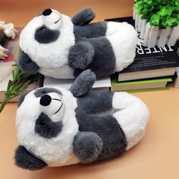 panda Indoor Slippers Special offer custom a warm winter lovers home slippers thick hard bottom shoes on floor lovers shoes Y201026