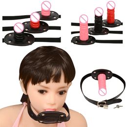 Adult Game Erotic Toys Strap On Penis Open Mouth Oral Dildo Gag Fetish Bdsm Bondage Restraints Play Slave sexy For Couples