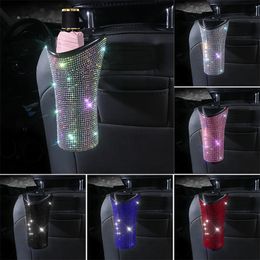 Luxury Car Umbrella Holder Storage Box Organiser Barrel Hanging Water Bottles Rack Bling Accessories for Woman 220426