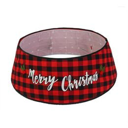 Christmas Decorations Tree Skirt PVC Material Red Black Lattice Printing Three-dimensional Home1