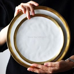 Dishes & Plates Set Black Tableware Porcelain Service Plate Kitchen Appliances Supplie Rice Soup Bowl