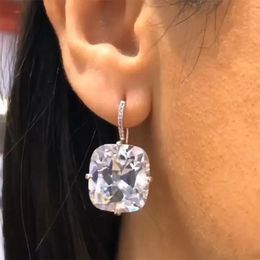 White Cubic Zirconia Dangle Earring Women Wedding Engagement Party Female Elegant Accessories New Trendy Jewelry
