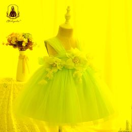 Girl's Dresses Yoliyolei Sling Baby Girl Children Flower Ball Gowns Tulle Casual Wedding Party Kids Clothes For 1-4YGirl's