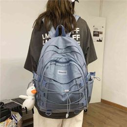 Backpack Large High School Bags for Teenage Girls Women Nylon Schoolbag Student Bookbag Female College Wind 220628