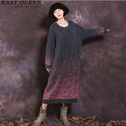 Casual Dresses Sweater Dress Female Winter Warm Knitted Jumper Ladies Autumns Fashion Christmas Long Woman 2022 KK1778