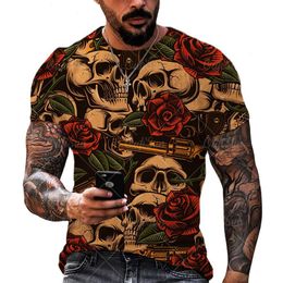 Fashion Funny Skulls 3d Print Mens T-shirts Summer Round Neck Short Sleeve Oversized T Shirts Men Clothing Loose Tops Tees