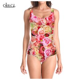 est Fashion Colorful Rose Flower 3D Print Girls Onepiece Swimsuit Swimming Bathing Suit Sleeveless Slim Sexy Swimsuit 220617