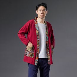 Vintage ethnic clothing loose men's top Oriental costume Chinese traditional Hanfu male cotton linen outfit