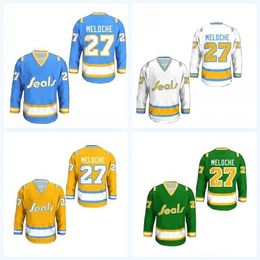 Nik1 Custom Gilles Meloche Golden Seals Hockey Jersey Men's Women's Youth Stitch Sewn All Sizes Colours Number and Name