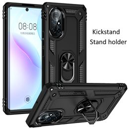 Drop Resistance Rugged Armor Shockproof Cases For Huawei Nova 8 8i Magnetic Metal Ring Stand TPU Rubber Plastic Back Cover