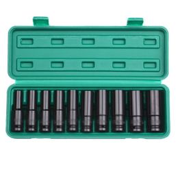 Professional Hand Tool Sets 10Pcs 1/2Inch Drive 6-Point Impact Socket Set Metric Sizes 10-24mm Carbon Steel With Hard Storage Box Tools Sock