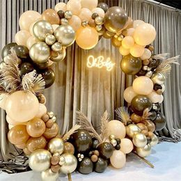 brown baby shower decorations NZ - Coffee Brown Balloon Garland Arch Kit Birthday Party Decorations kids Latex Baloon Baby Shower Theme Ballon Decor 220531