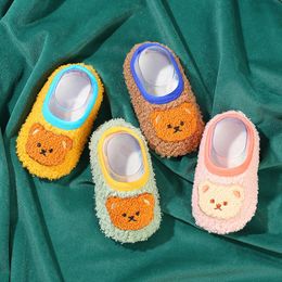 cartoon toddler UK - First Walkers Baby Shoes Adorable Infant Slipper Toddler Boy Girl Soft Sole Crib Cute Cartoon Bear Anti-slip Prewalker SlipperFirst