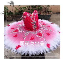 Stage Wear Red Flower Fairy Ballet Competition Tutu Cosutmes Girls Custom Made Professional Ballerina Pancake BT4002Stage