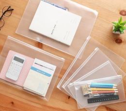 wholesale Waterproof Plastic Zipper Paper File Folder Book Pencil Pen Case Bag Files document bag for office student supplies for A4 A5 A6 B5 DH981