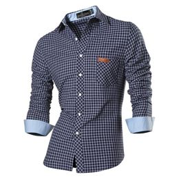 Jeansian Men's Casual Dress Shirts Fashion Desinger Stylish Long Sleeve Slim Fit 8615 Navy2 220322