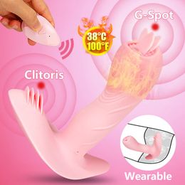 Wearable Butterfly Vibrator Clitoris Stimulator G Spot Dildos Massager Heating Wireless Remote Vibrators sexy Toys for Women