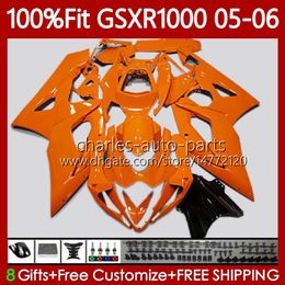 Injection Mold Fairings For SUZUKI GSXR 1000 CC K5 GSXR-1000 GSXR1000 05 06 Glossy orange Bodywork 122No.88 1000CC GSX R1000 2005 2006 GSX-R1000 2005-2006 OEM Body Kit