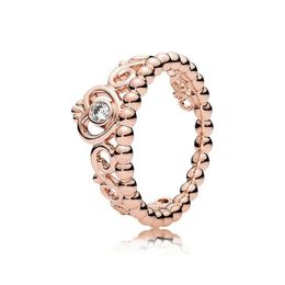 -100% 925 Sterling Silver My Princess Stapelable Ring Set Original Box für Pandora Women Wedding CZ Diamond Crown 18k Roségold Ring312t