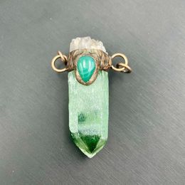 Pendant Necklaces ZHEN-D Jewellery Natural High Quality Green Crystal Quartz Copper Necklace Connector Key Ring Adornment Healing GiftPendant