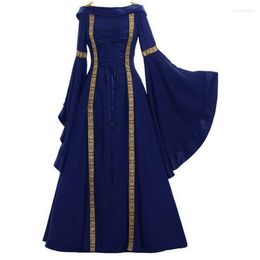 Casual Dresses Nice Luxury Party Dress Flare Sleeve Vestidos Long Patchwork Women Retro Drawstring Tunic Winter Costume Clothes
