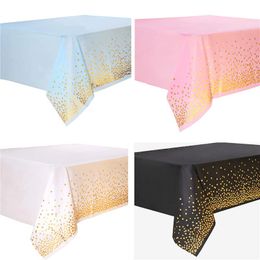 Rectangle Tablecloths Plastic Disposable Dot Table Covers for Wedding Birthday Graduation New Year Party